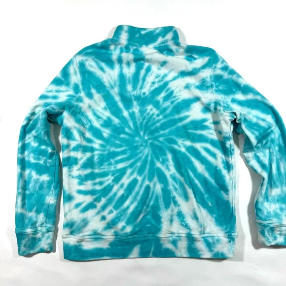 Vineyard Vines Relaxed Half Button Pullover Sweatshirt Tie Dye Blue - Picture 2 of 7